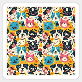 Eclectic Happy Pets and Nature Pattern Sticker